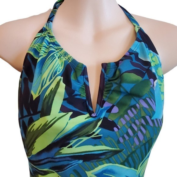 Speedo Women's One Piece Swimsuit Sz 12 Navy Tropical‎ Print - Picture 3 of 8